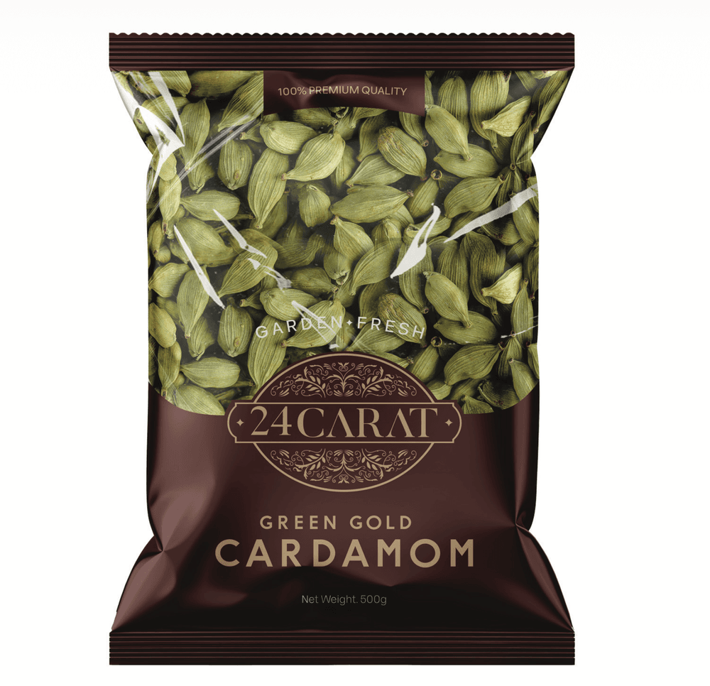 24 Carat Green Gold Cardamom, 500g pack in maroon packaging